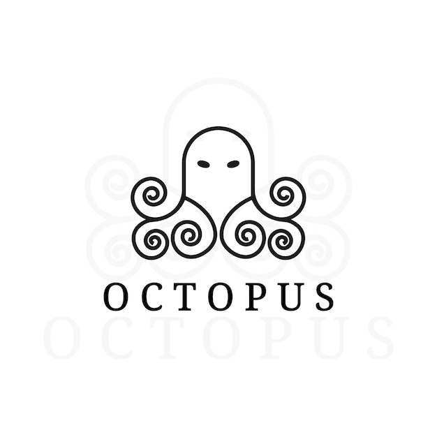 pulpo logo vector arte diseño ilustración animal calamar mar tentáculo pescado agua