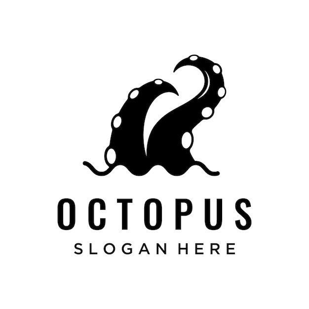 Vector pulpo de mar o kraken hipster logo plantilla creativa aislada en el fondo