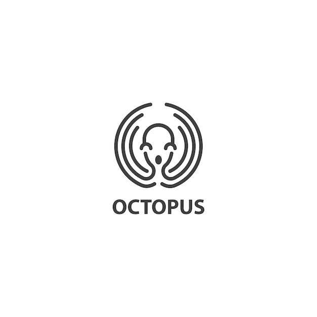 Pulpo, plantilla de icono de logotipo vectorial kraken