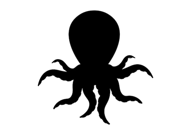 Pulpo, silueta, pulpo, con, tentáculos, vector, plano, diseño