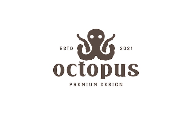 Pulpo simple vintage logo símbolo vector icono ilustración diseño gráfico