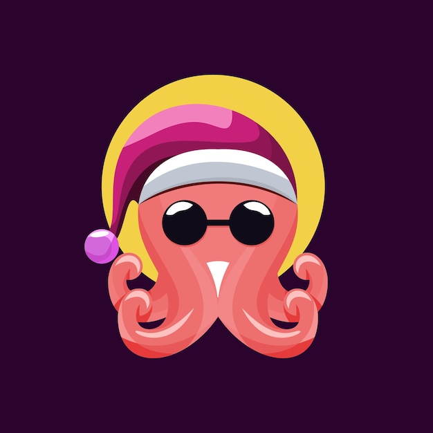 Pulpo con vector de diseño de concepto de navidad