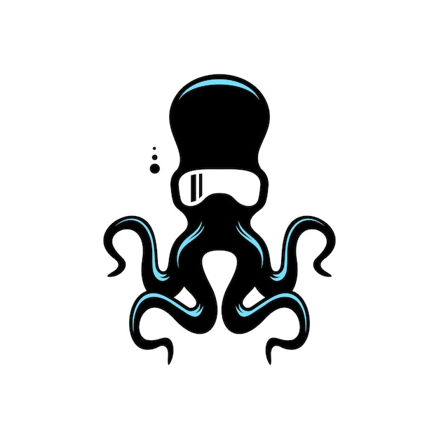 Vector pulpo vectorial con gafas de buceo