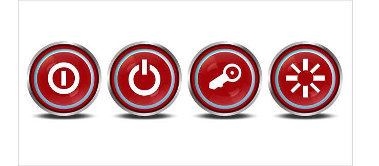 Vector pulsador de encendido rojo con sombra ilustración de apagado redondo interfaz de icono de encendido apagado