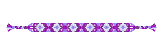 Pulsera de amistad hippie hecha a mano multicolor de vector de hilos violetas.