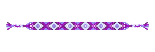 Pulsera de amistad hippie hecha a mano multicolor de vector de hilos violetas.