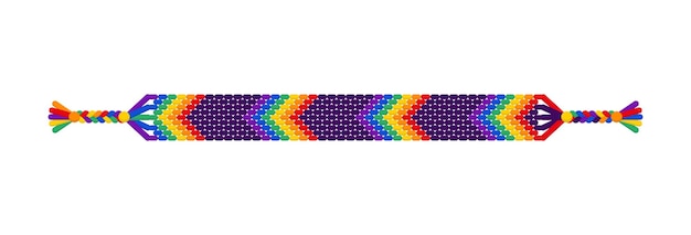 Pulsera de hilos de mano de amistad hippie hecha a mano de arco iris de vector lgbt. patrón normal de macramé. desfile del orgullo, lgbt y amor libre.