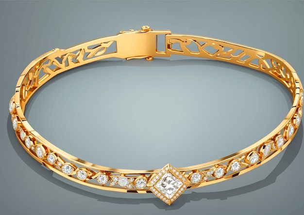 Una pulsera de oro con un diamante en ella ilustración vectorial