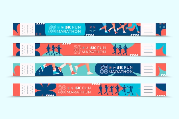 Vector pulseras de maratón de la ciudad en diseño plano