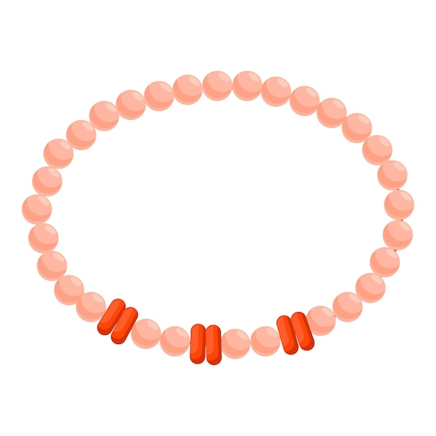 Pulseras de perlas rosadas con inclusiones de coral rojo en posición plana