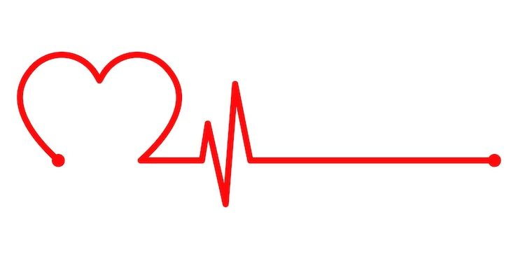 Vector pulso de corazón rojo. latido del corazón de línea sobre fondo blanco. latido o ritmo cardíaco. cardiograma en monitor.