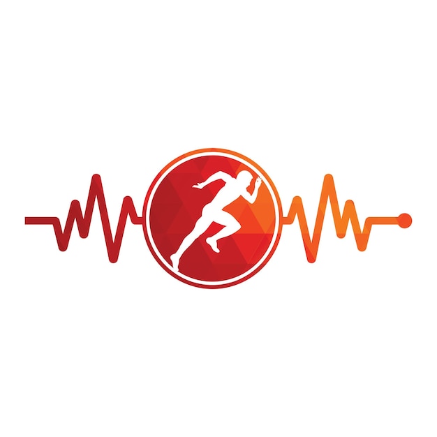 Pulso maratón logo diseño icono vector body health care logo design