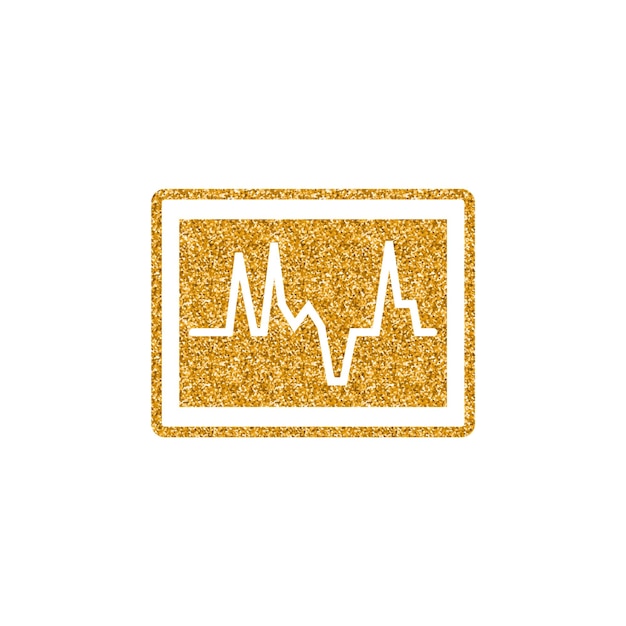 Pulsómetro icono oro brillo textura vector ilustración