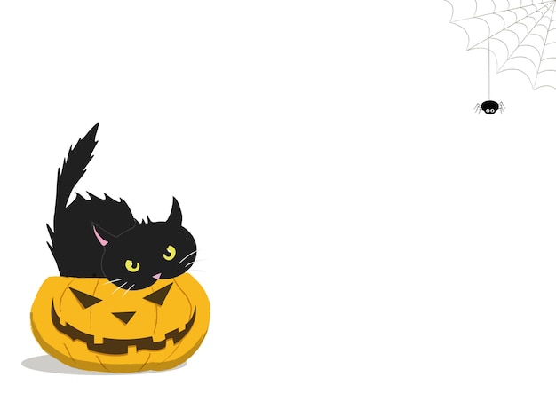 Vector pumkin de halloween con un gato