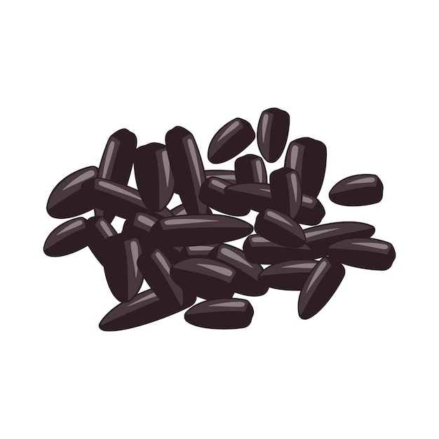 Puñado de semillas de girasol negras en pieles alimentos grasos saludables deliciosos bocadillos nueces para cocinar vector ilustración plana