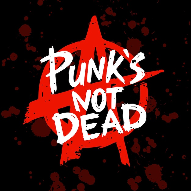 Punk rock set Punks no muertos palabras y elementos de diseño ilustración vectorial