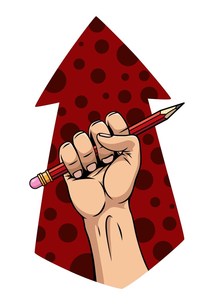 Vector puño de la mano sosteniendo el lápiz poder del arte herramientas de concepto para dibujar herramienta de cartel de motivación para dibujo