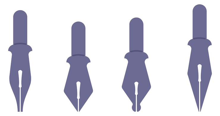 Vector punta caligráfica varios conjuntos dibujo de pluma de tinta aislado sobre fondo blanco