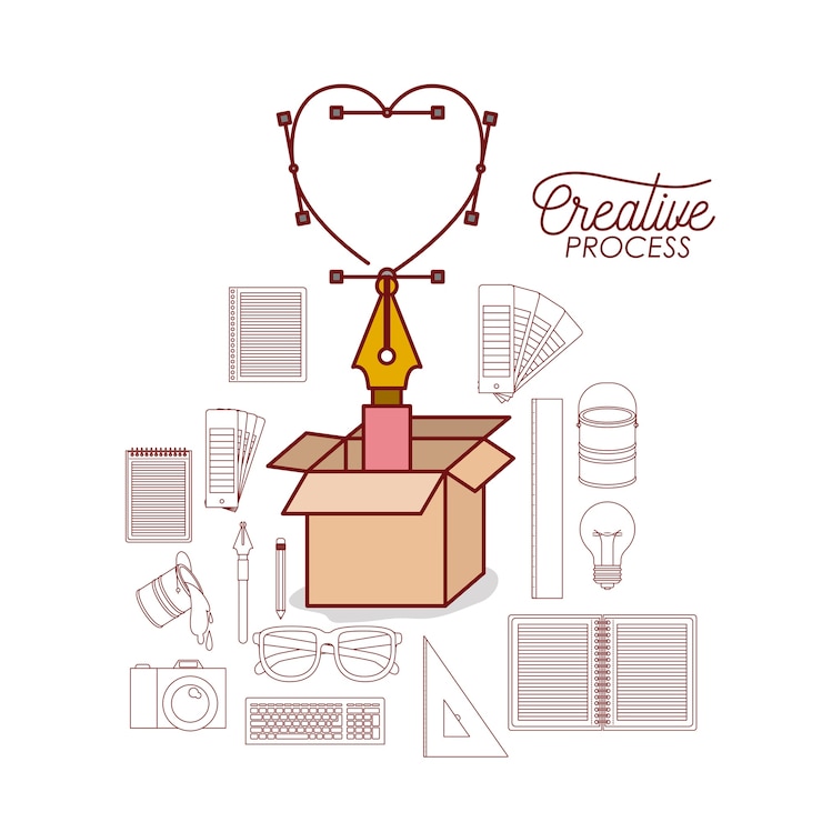 Vector punta diseño un corazón en caja de cartón