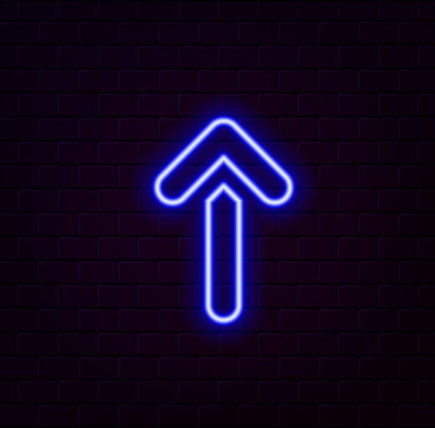Puntero de flecha de neón brillante aislado Flecha de neon brillante realista Botón de redes sociales