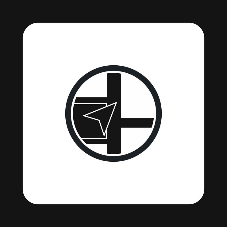 Vector el puntero en el ícono del mapa en estilo simple aislado en fondo blanco símbolo de navegación