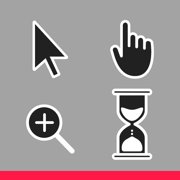 Puntero mano flecha reloj de arena cargando reloj ratón lupa cursores icono signo