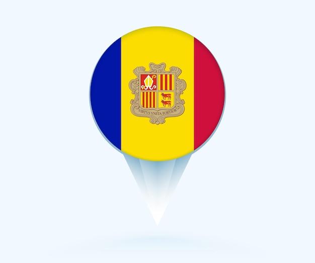 Puntero del mapa con la bandera de Andorra