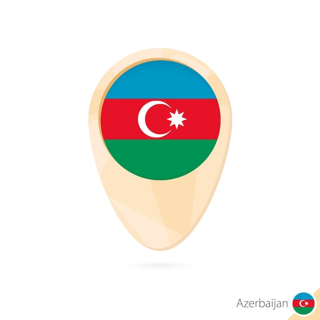 Puntero del mapa con la bandera de Azerbaiyán Icono del mapa abstracto naranja
