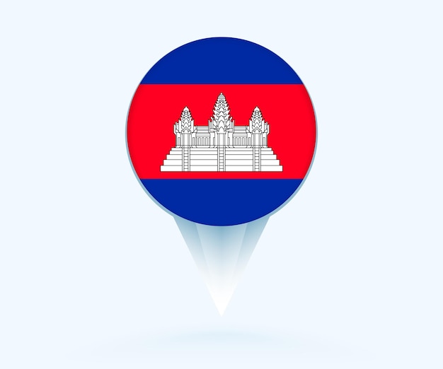 Puntero del mapa con la bandera de Camboya