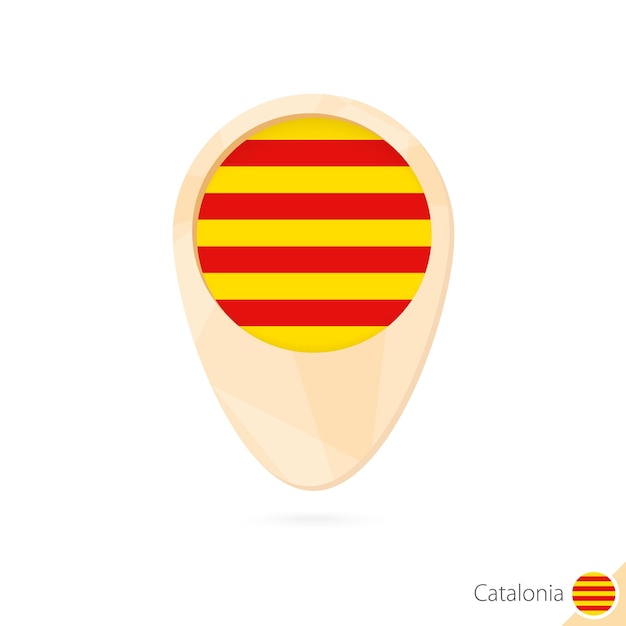 Vector el puntero del mapa con la bandera de cataluña el icono del mapa abstracto naranja
