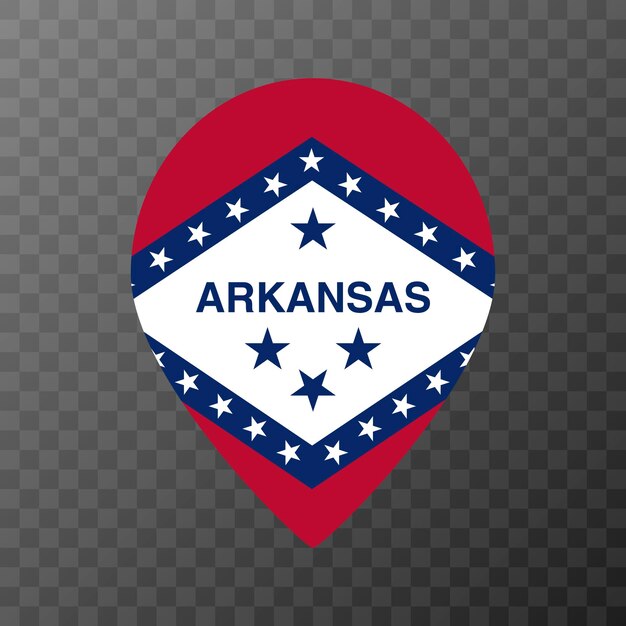 Vector puntero del mapa con bandera estado de arkansas bandera de alabama ilustración vectorial