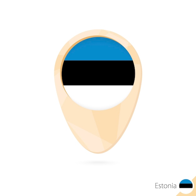 El puntero del mapa con la bandera de Estonia El icono del mapa abstracto naranja