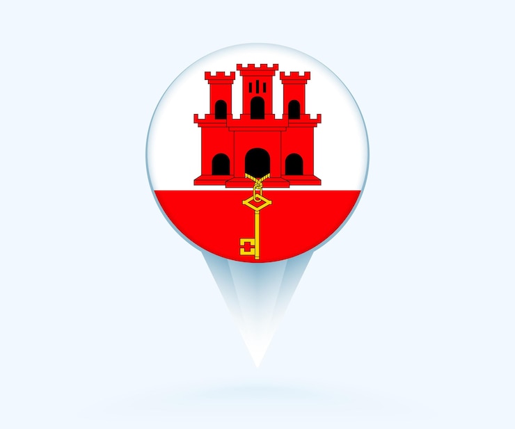 Vector el puntero del mapa con la bandera de gibraltar