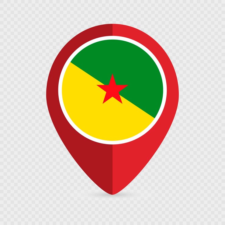 Vector puntero del mapa con la bandera de la guayana francesa dentro de la ilustración vectorial
