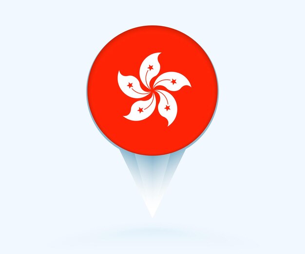 El puntero del mapa con la bandera de Hong Kong