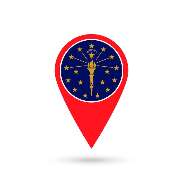 Puntero del mapa con la bandera de Indiana ilustración vectorial