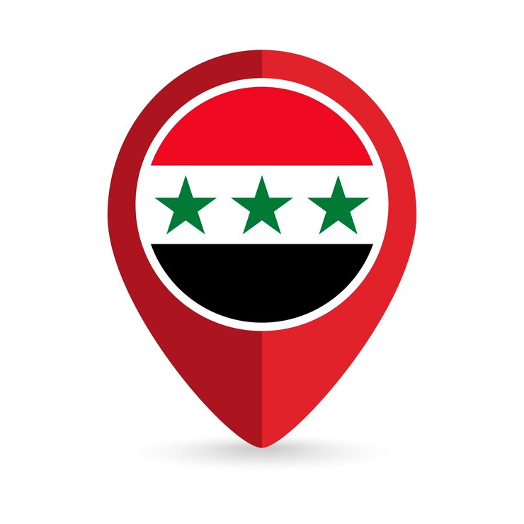 Vector el puntero del mapa con la bandera de siria dentro de la ilustración vectorial