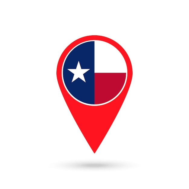 Puntero del mapa con la bandera de Texas ilustración vectorial