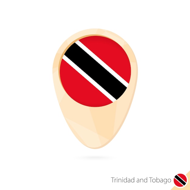 Puntero del mapa con la bandera de Trinidad y Tobago Icono de mapa abstracto naranja