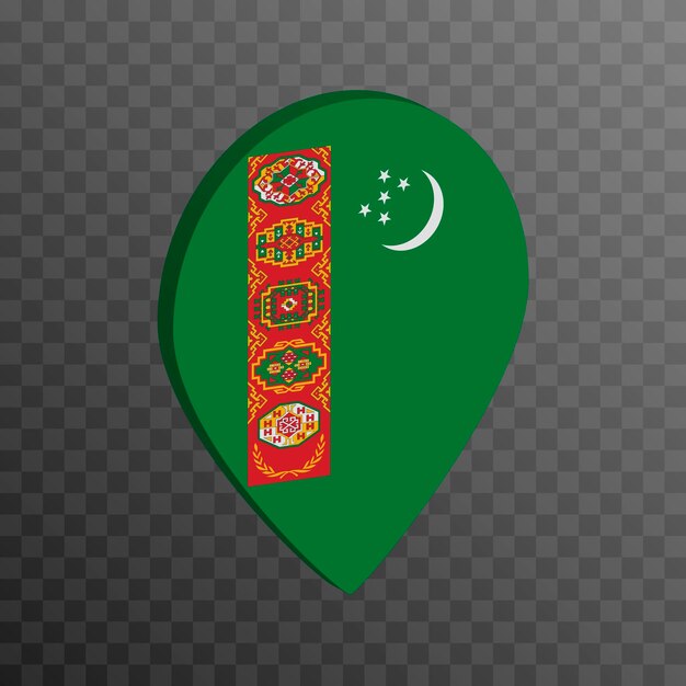 Vector puntero del mapa con la bandera de turkmenistán ilustración vectorial