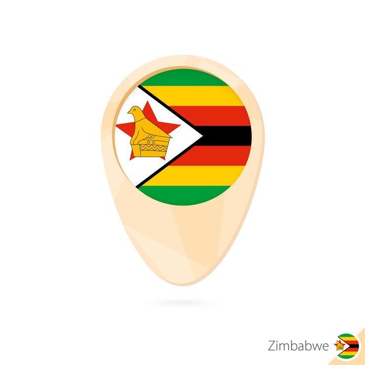Vector el puntero del mapa con la bandera de zimbabue el icono del mapa abstracto naranja