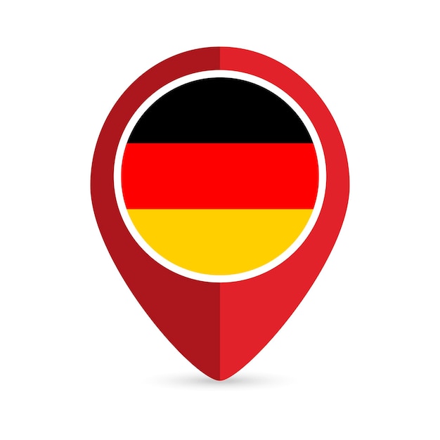 Puntero del mapa con el país Alemania Bandera de Alemania Ilustración vectorial