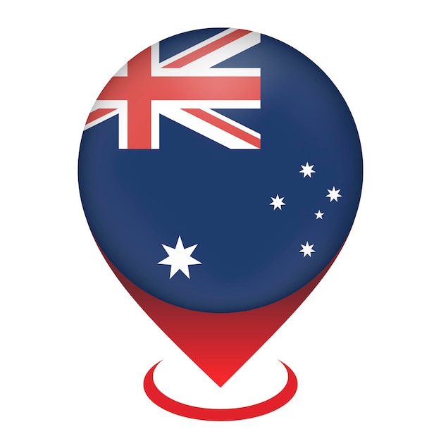 Puntero del mapa con país Australia Australia bandera ilustración vectorial