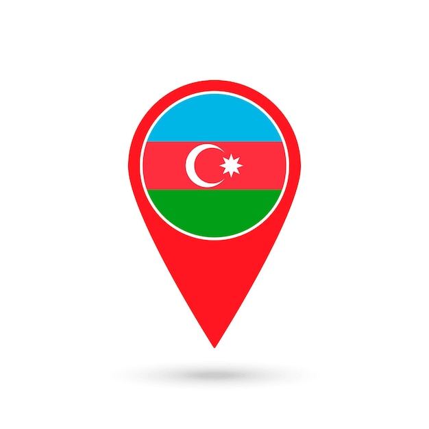 Puntero del mapa con país azerbaiyán azerbaiyán bandera ilustración vectorial