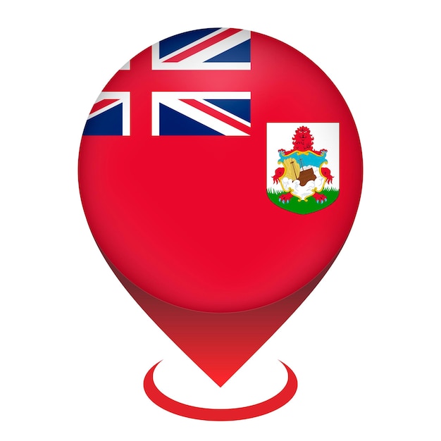 Puntero del mapa con el país Bermudas Bermudas bandera ilustración vectorial