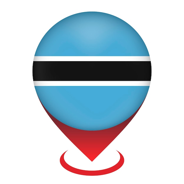 Puntero del mapa con país Botswana Botswana bandera ilustración vectorial