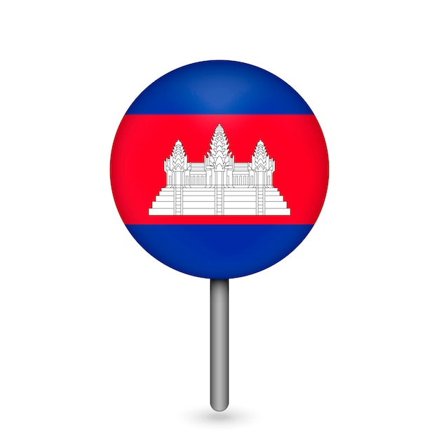 Puntero del mapa con el país Camboya Camboya bandera ilustración vectorial