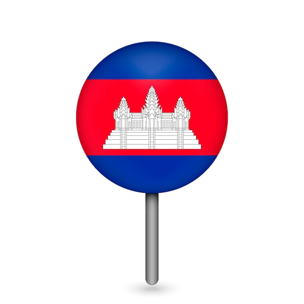 Puntero del mapa con el país Camboya Camboya bandera ilustración vectorial