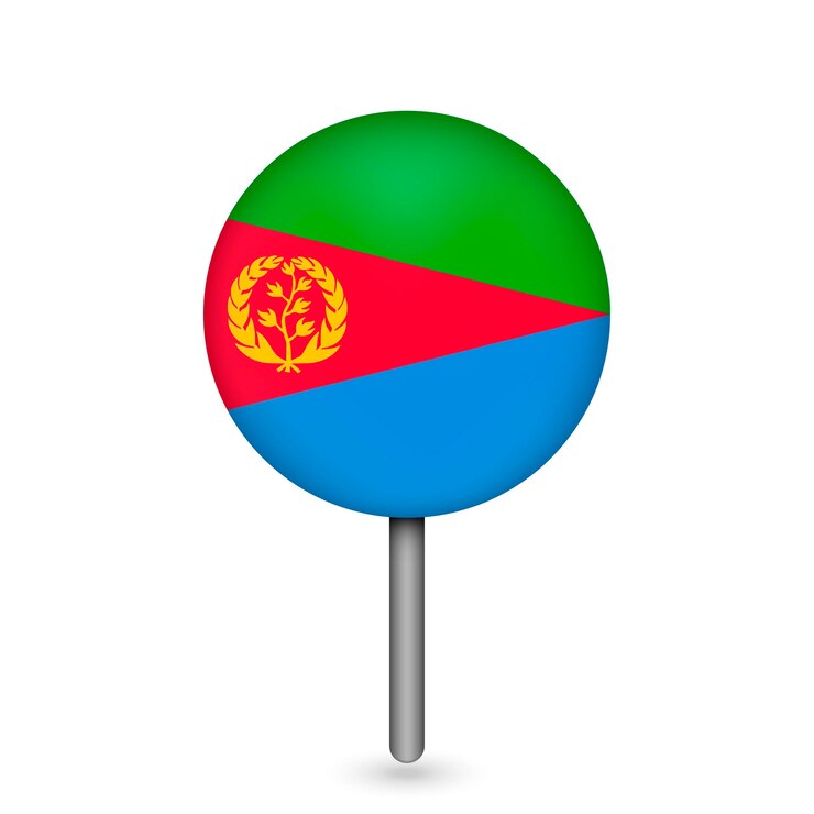 Vector puntero del mapa con el país eritrea bandera de eritrea ilustración vectorial