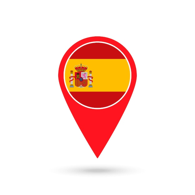 Puntero del mapa con el país España bandera de España ilustración vectorial